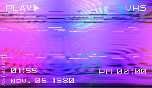 Abstract background with pixel noise artifacts. Glitched old-school screen with digital datamoshing VHS effect, an old analog video recording on tape cassette.