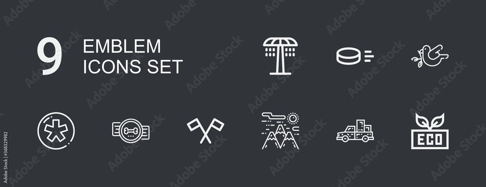 Editable 9 emblem icons for web and mobile