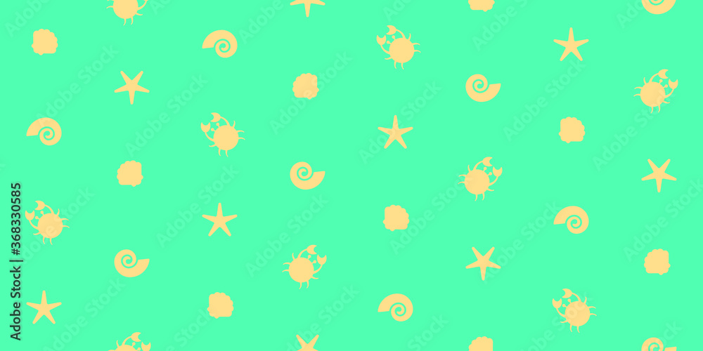 seamless vector pattern with shell, conch, crab and starfish. seamless vector pattern with shell, conch, crab and starfish.