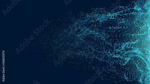 Particles transition wave vector background. Dissolve fade movement