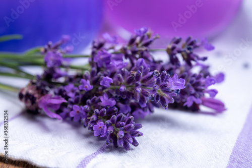 Bunch of fresh  purple aromatic lavender flowers in gift shop in Provence  France