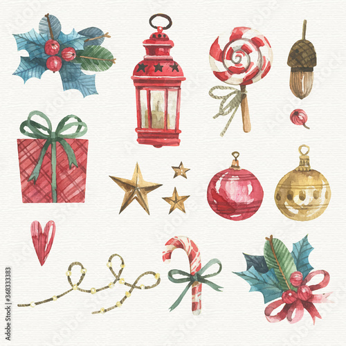 Set of hand drawn christmas ornaments