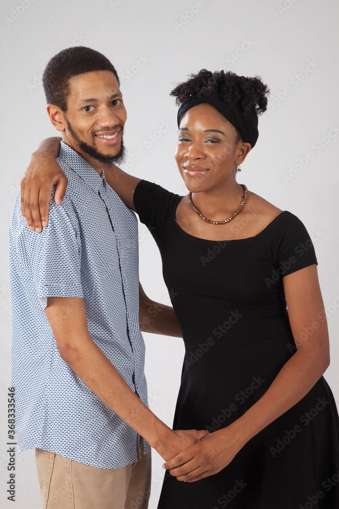 Romantic Black couple in a loving embrace Romantic Black couple in a loving embrace