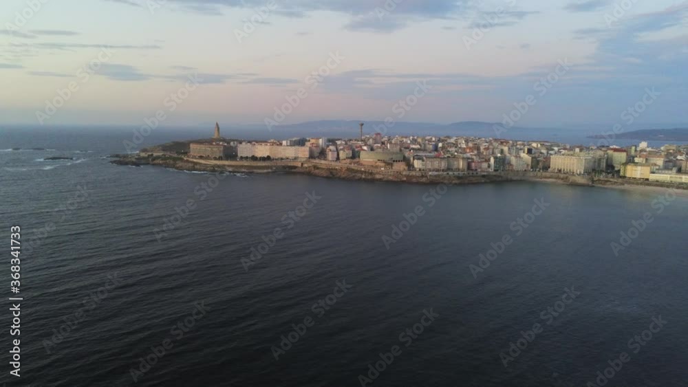 Scenic view in the coast of A Coruna. Galicia,Spain. Aerial Drone Footage. Scenic view in the coast of A Coruna. Galicia,Spain. Aerial Drone Footage.