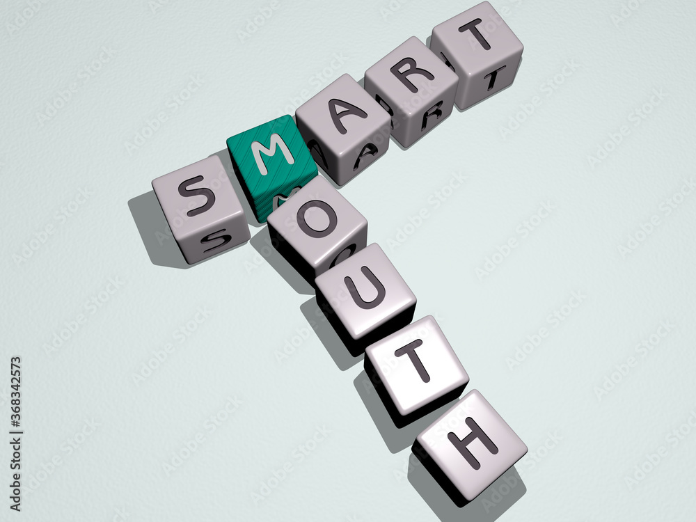 smart mouth combined by dice letters and color crossing for the related meanings of the concept. phone and illustration smart mouth combined by dice letters and color crossing for the related meanings of the concept. phone and illustration