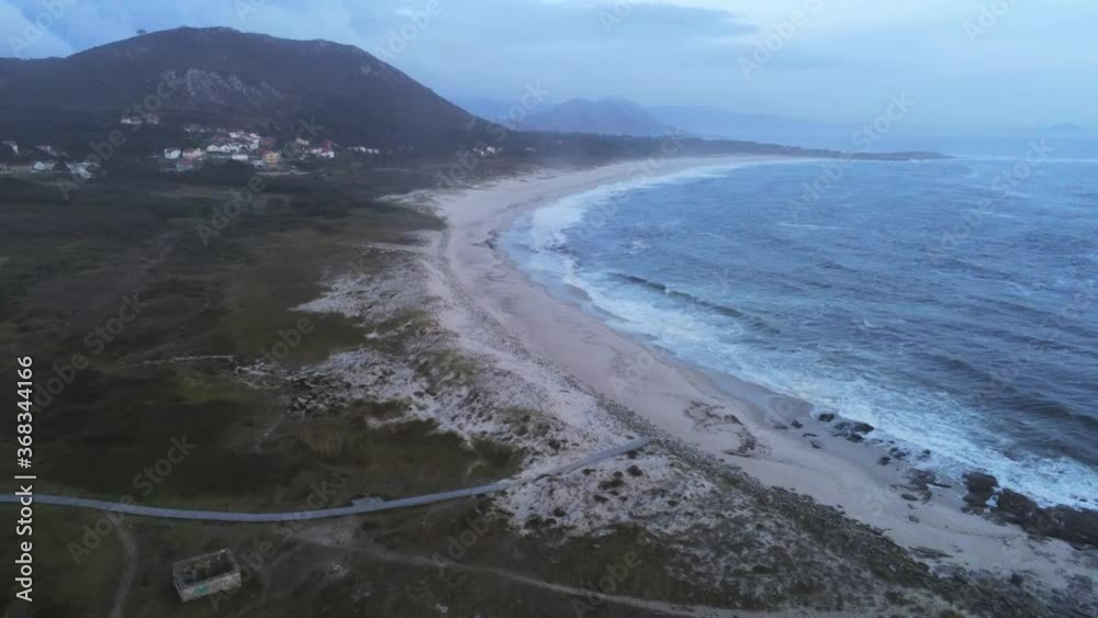 Beautiful beach at sunset in Spain. Aerial Drone Footage Beautiful beach at sunset in Spain. Aerial Drone Footage