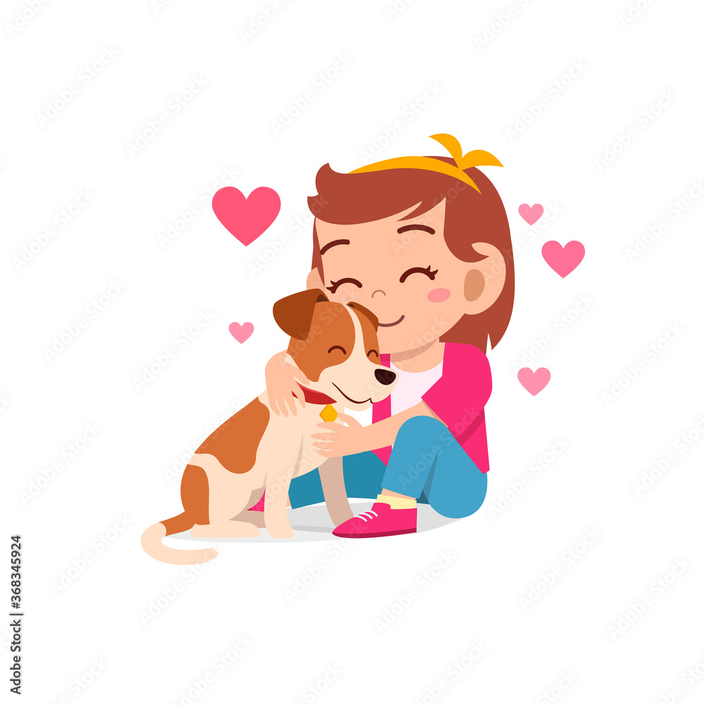 happy cute little kid boy girl play with pet dog happy cute little kid boy girl play with pet dog