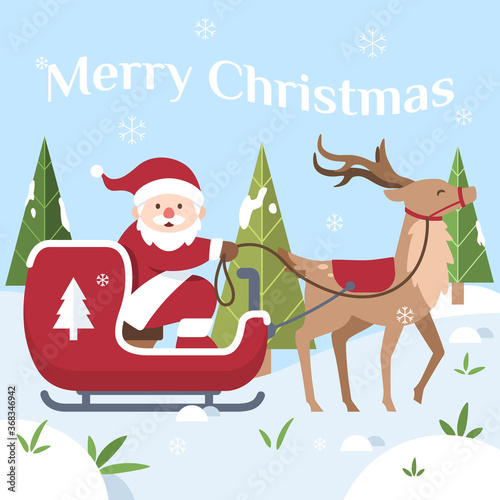 Christmas design with santa in slede photo