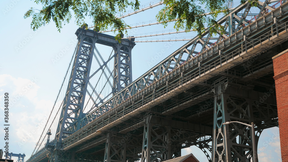 Naklejka premium landscape of NYC and Williamsburg bridge with east river 