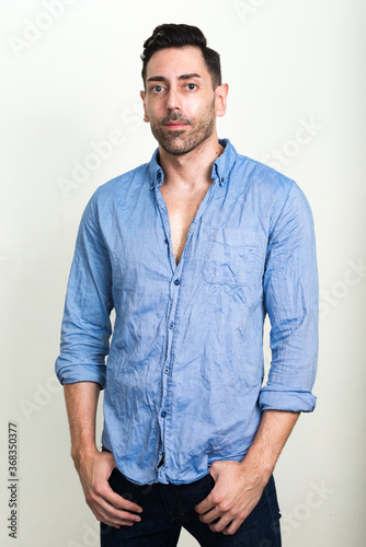 Portrait of handsome businessman with beard stubble