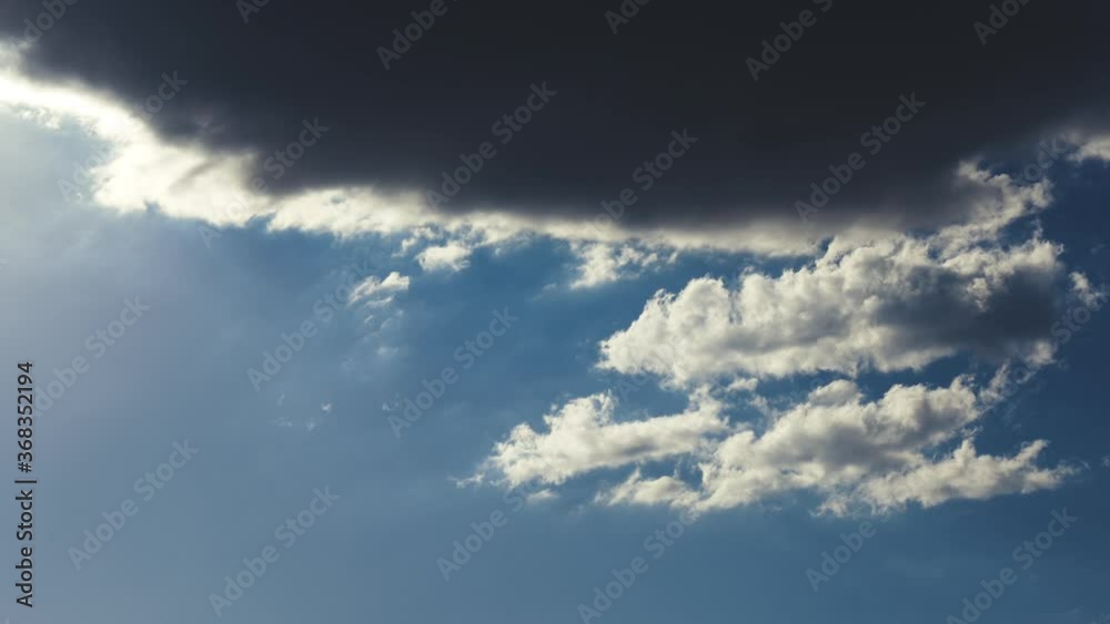 Skyscape of Moving Clouds, Changing Weather on Bright Blue Day Skyscape of Moving Clouds, Changing Weather on Bright Blue Day