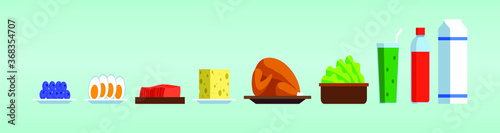 set of healthy food. cheese, egg, milk and more.