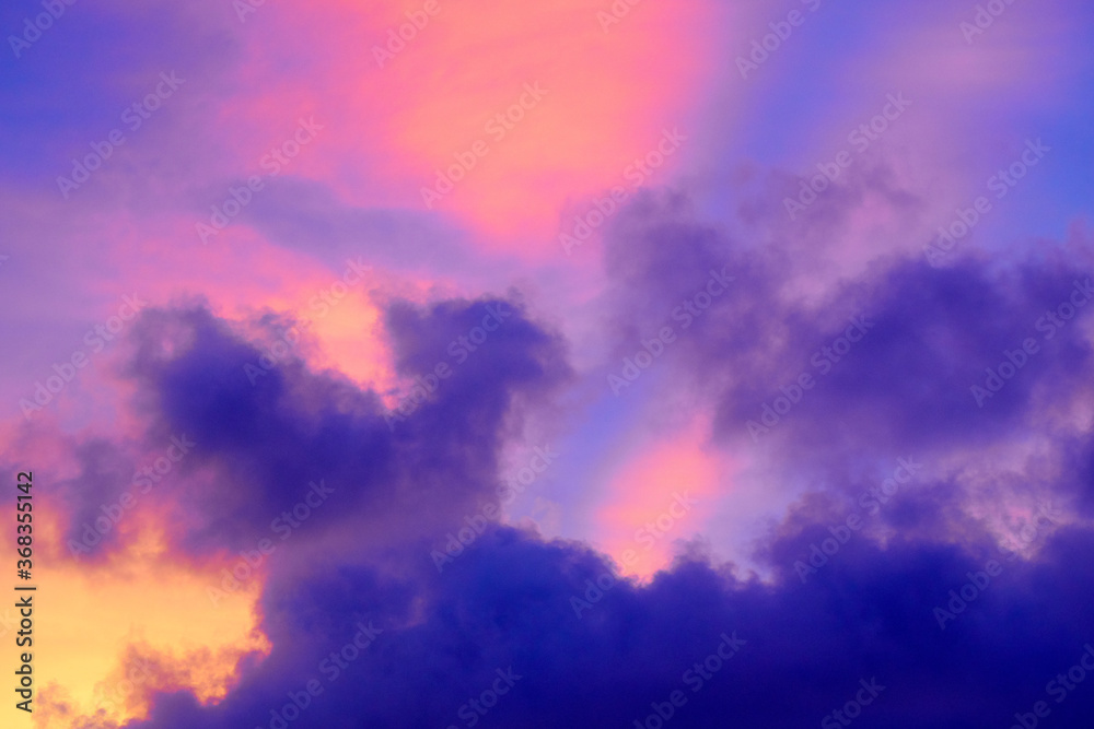 Beautiful clouds in the tropical sky. Abstract nature background.