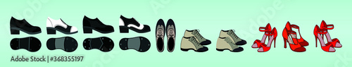 set of tap shoes with various models isolated on blue