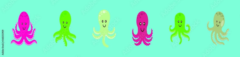set of octopus, cartoon character with different expression. set of octopus, cartoon character with different expression.