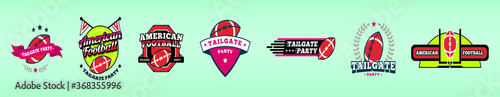 American football tailgate party labels, badges and design elements set with different models