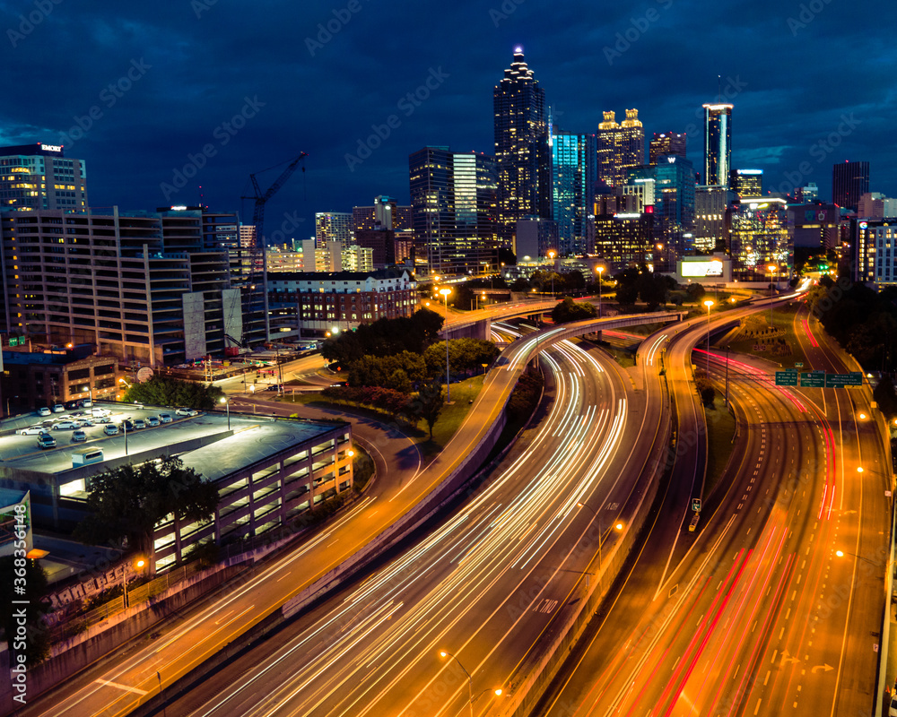 Traffic at night in Atlanta