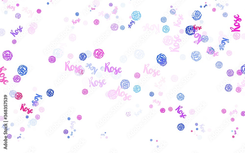 Light Pink vector abstract pattern with flowers, roses.