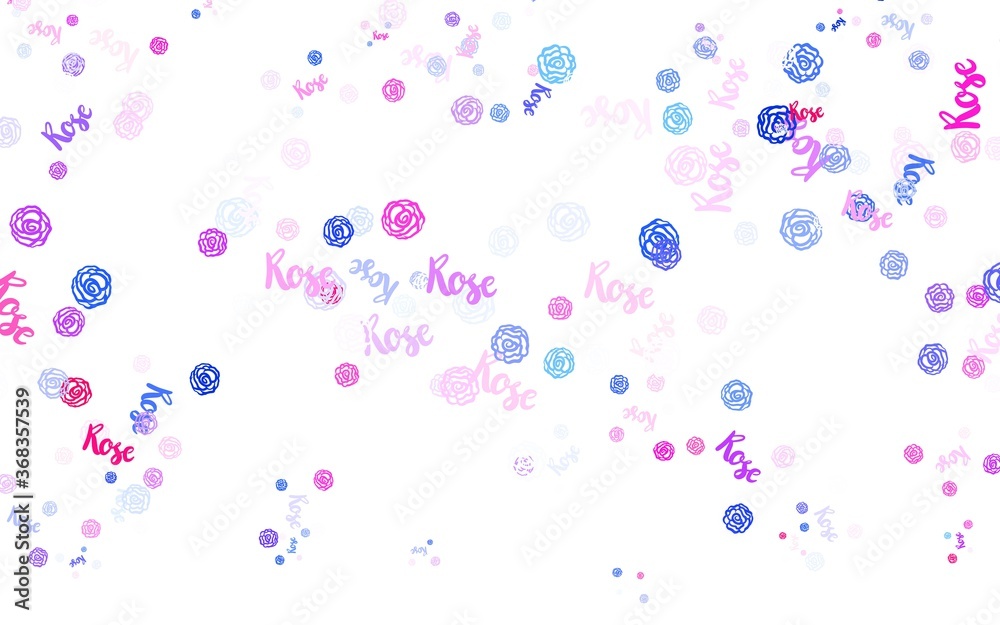 Light Pink vector abstract pattern with flowers, roses. Light Pink vector abstract pattern with flowers, roses.