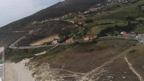 Landscape in the coast of Galicia,Spain. Aerial Drone Footage photo