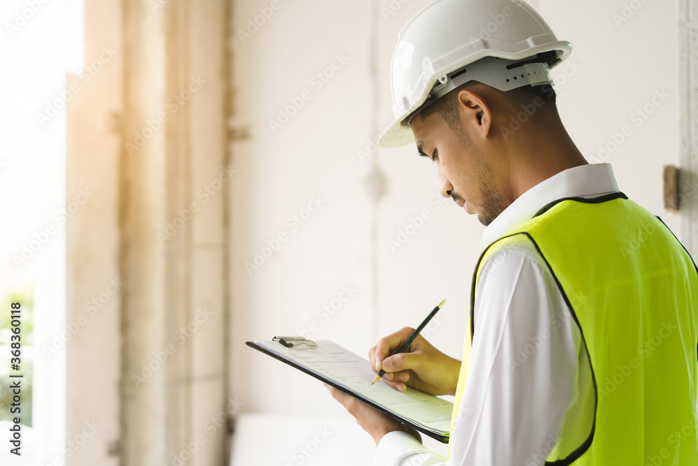 Builder inspection consultancy. Inspector checking material and structure in construction. Builder inspection consultancy. Inspector checking material and structure in construction.