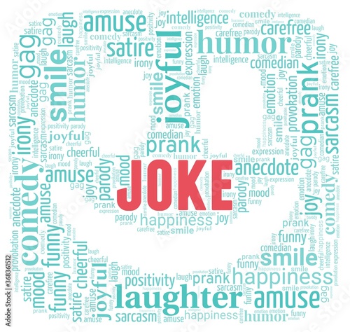 Joke word cloud isolated on a white background