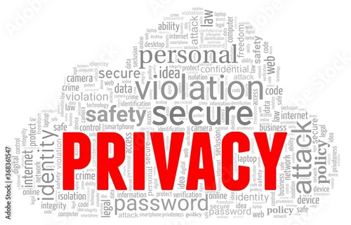 Privacy word cloud isolated on a white background