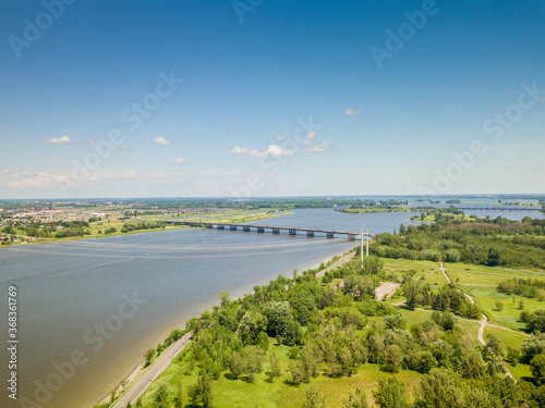 Wallpaper Mural Bridge and river from the sky, Montreal, Canada (des Prairies river) Torontodigital.ca