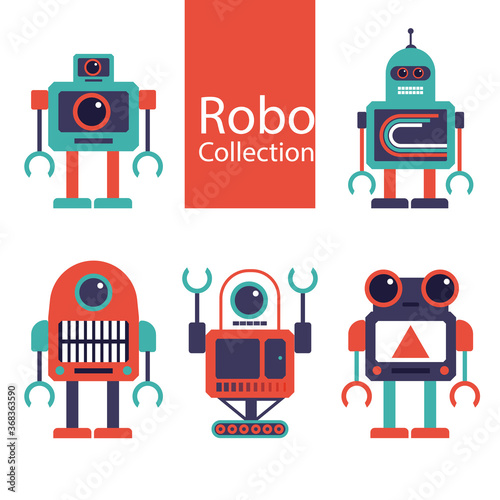 Flat design robot character collection