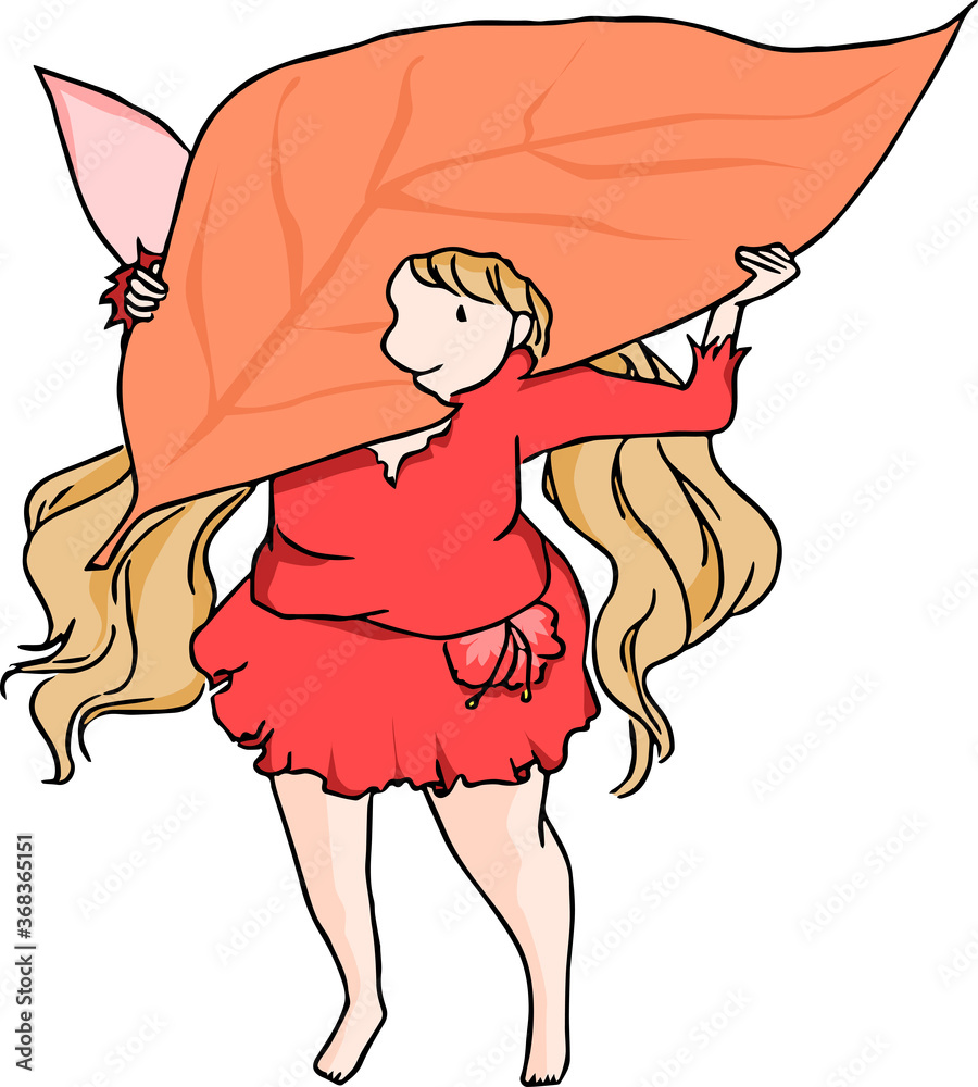 落ち葉にできた穴から覗く妖精のイラスト Stock Vector Adobe Stock