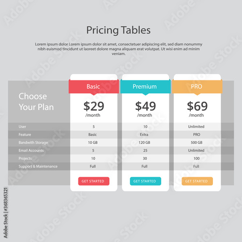 Pricing table pack