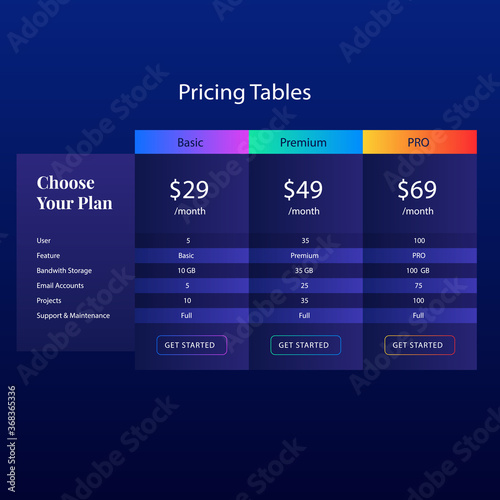 Pricing table pack
