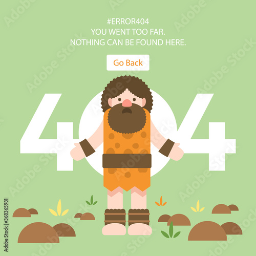 404 error concept with neanderthal