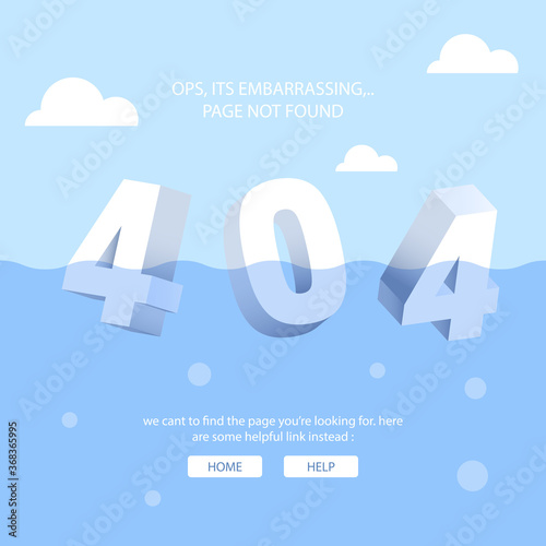 404 error concept with water