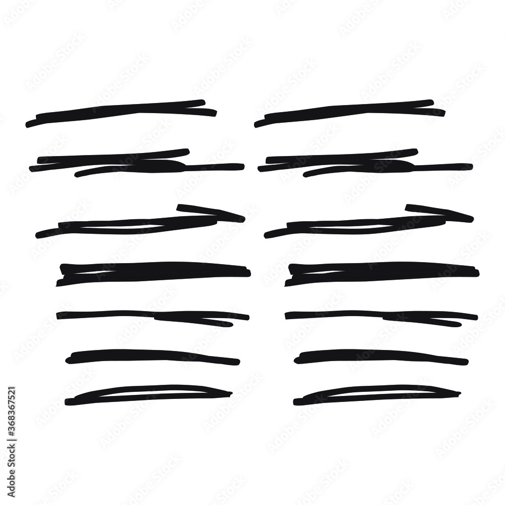 Set of handmade, hand drawn underline strokes isolated on white background EPS Vector Set of handmade, hand drawn underline strokes isolated on white background EPS Vector