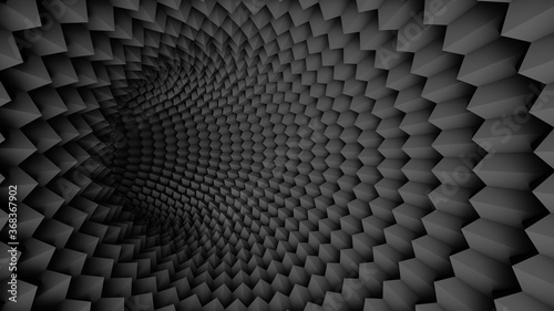 Abstract black digital tunnel background. 3d rendering