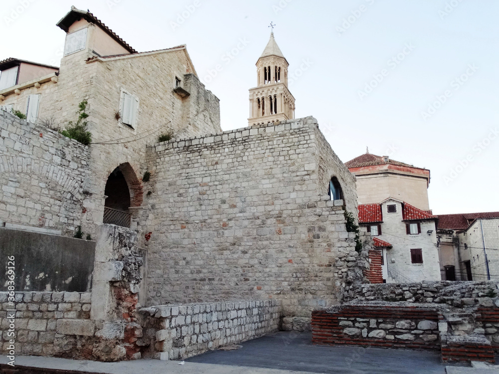 Historical UNESCO building in Split old city in Croatia. Split is a famous tourism attraction in Croatia.