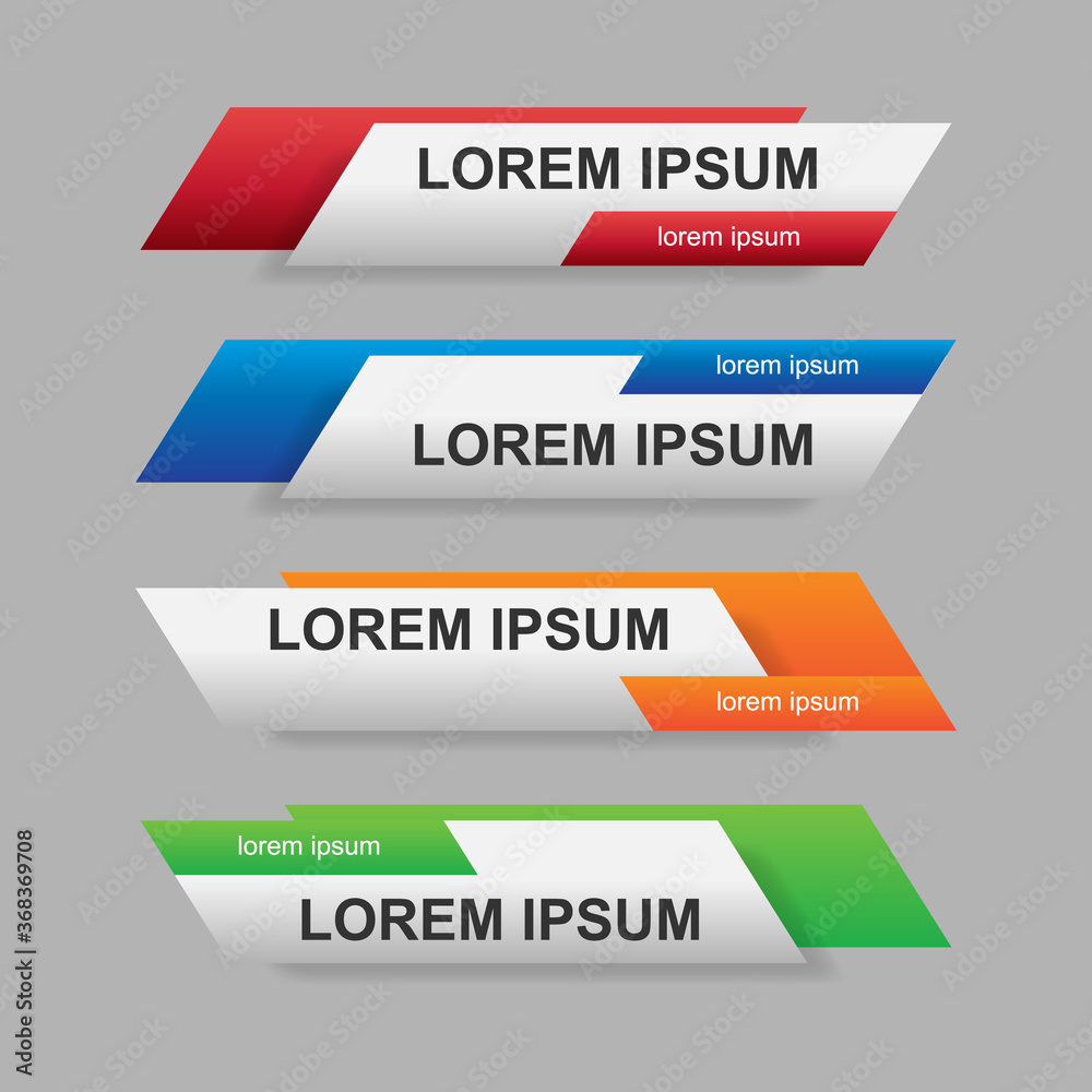 Set of four lower modern third banner templates. - Vector. Set of four lower modern third banner templates. - Vector.