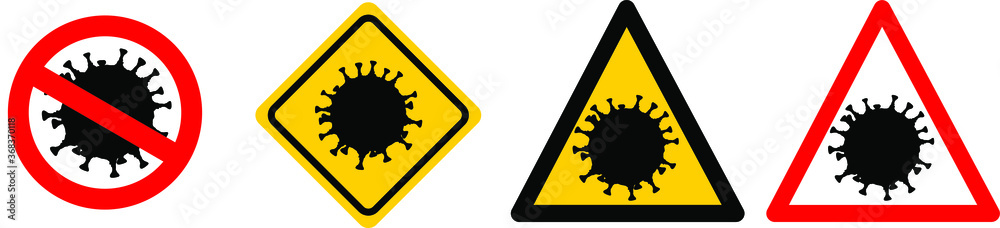 Coronavirus dangereous sign board types. Warning sign boards set vector ...
