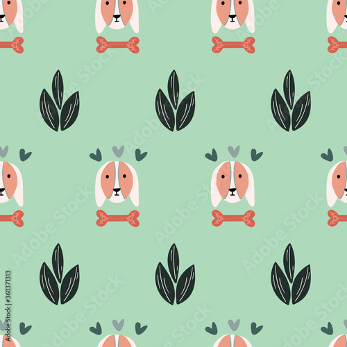 Childish seamless pattern with hand drawn dogs. Perfect for kids apparel,fabric, textile, nursery decoration,wrapping paper. © Lovi