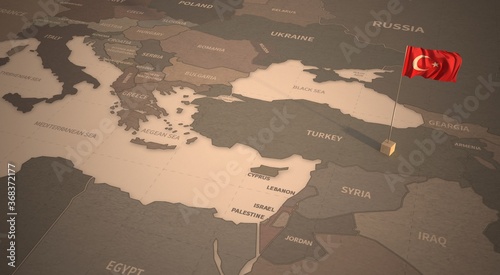 Flag on the map of turkey.
...