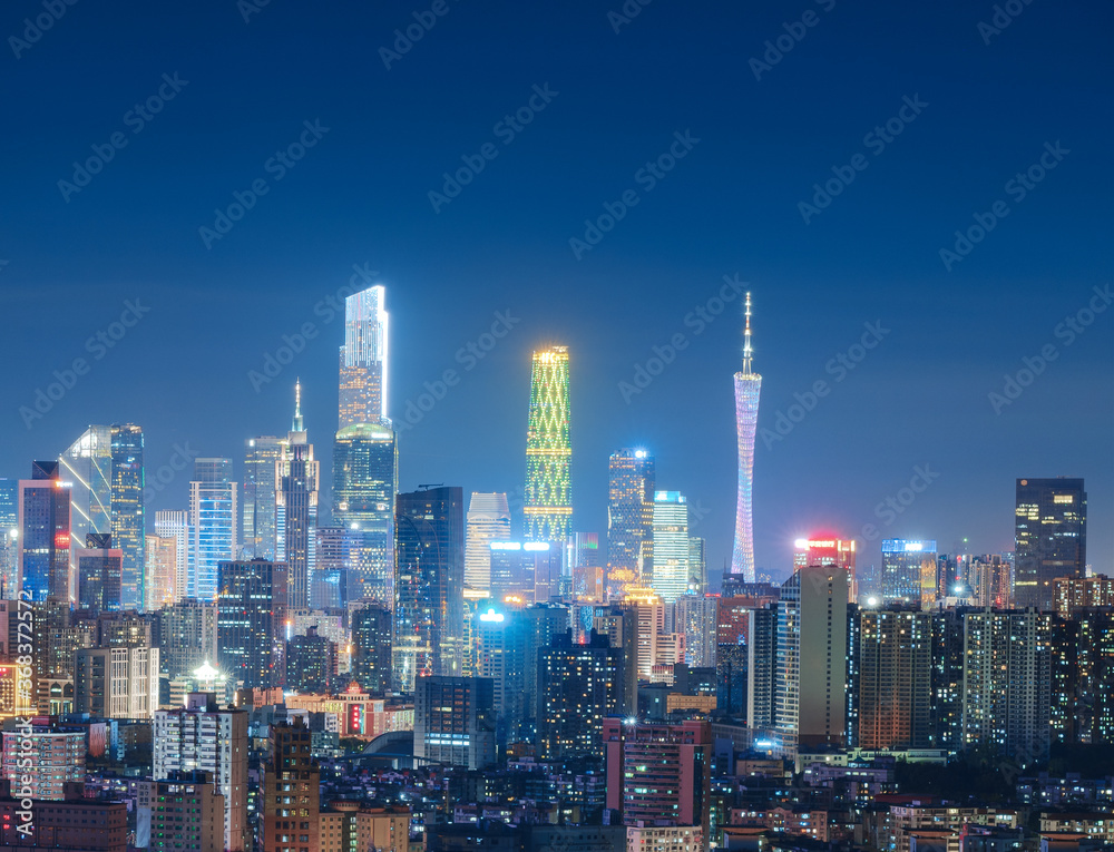 Guangzhou skyline from Baiyun moutain top