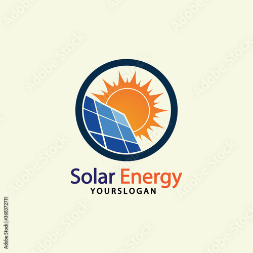 Sun solar energy logo design template. solar tech logo designsv