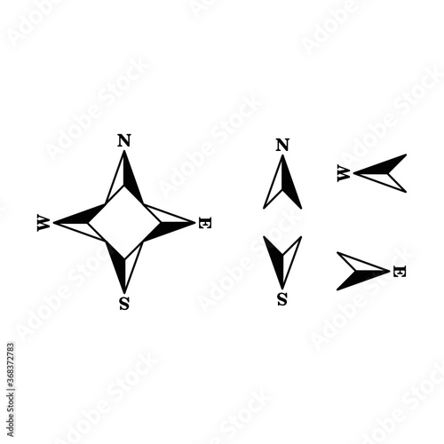 black and white compas  vector - illustration
