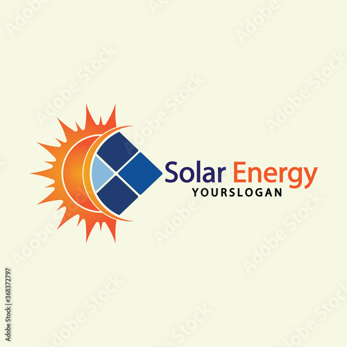 Sun solar energy logo design template. solar tech logo designsv
