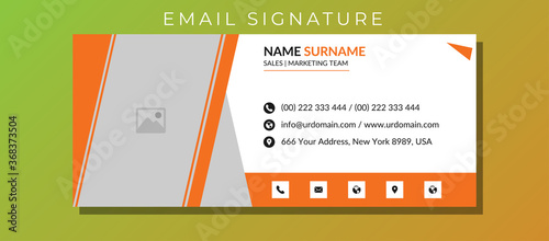 Email signature with an author photo place modern and minimal layout design	