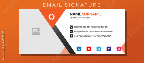 Business email signature with an author photo place modern and minimal layout design