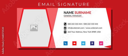 Business email signature with an author photo place modern layout design	