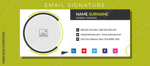 Business email signature with an author photo place modern and minimal layout design