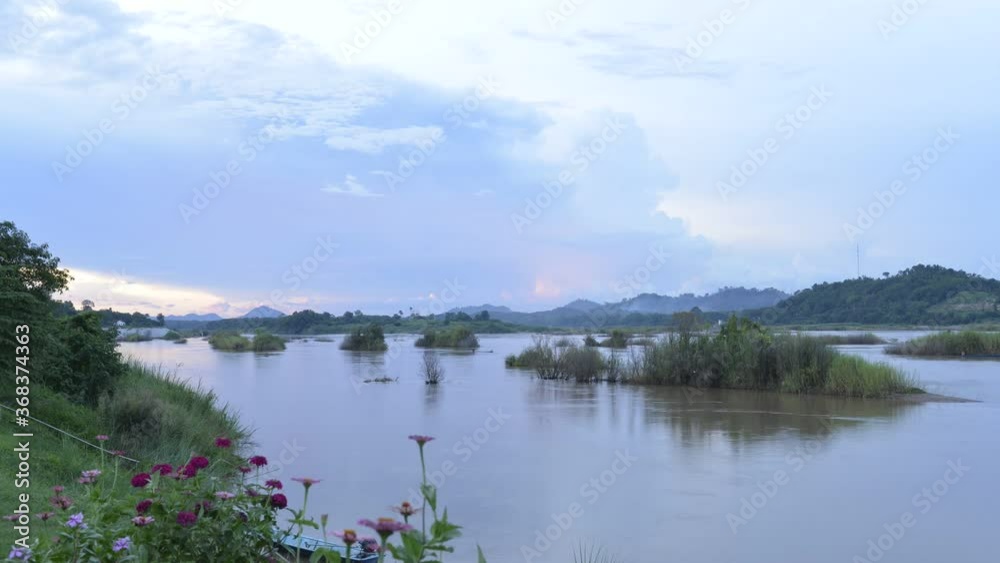 Mekong river with Cordillera and dusk sky scenery. Nong Khai province, Thailand Mekong river with Cordillera and dusk sky scenery. Nong Khai province, Thailand